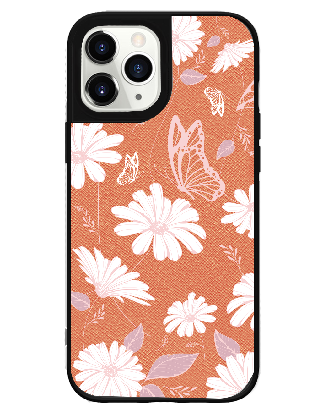 iPhone Leather Grip Case - Sketchy Flower & Butterfly