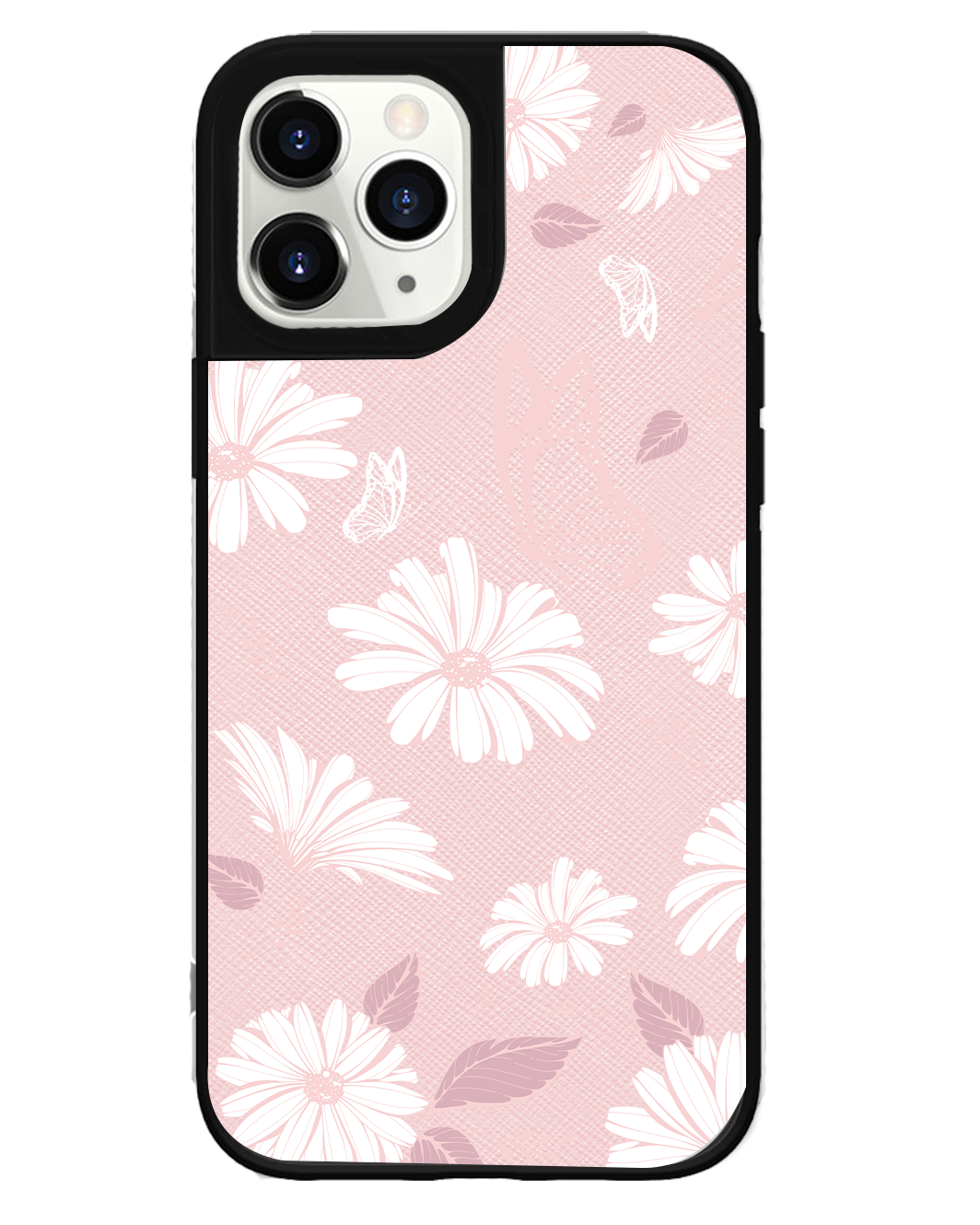 iPhone Leather Grip Case - Sketchy Flower & Butterfly