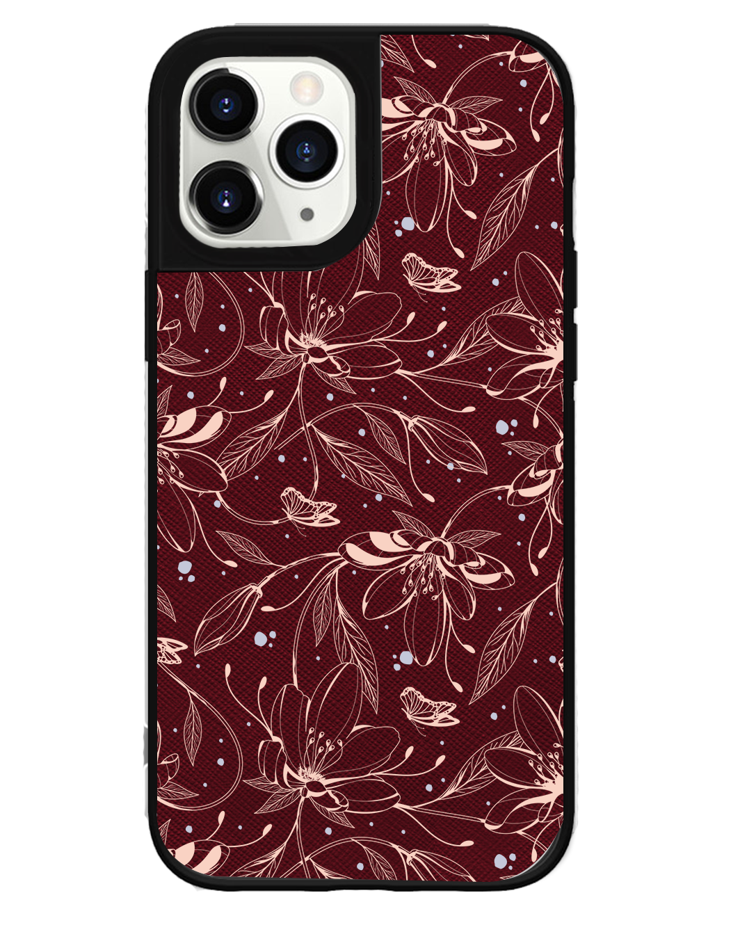 iPhone Leather Grip Case - Sketchy Flower & Butterfly 1.0