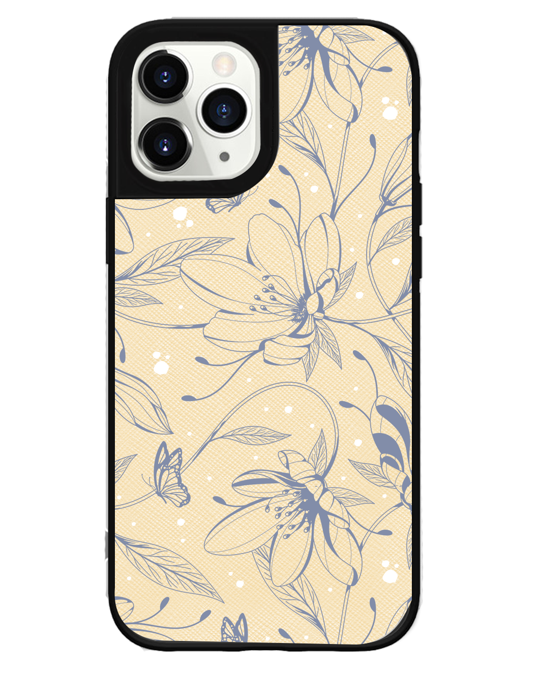 iPhone Leather Grip Case - Sketchy Flower & Butterfly 2.0