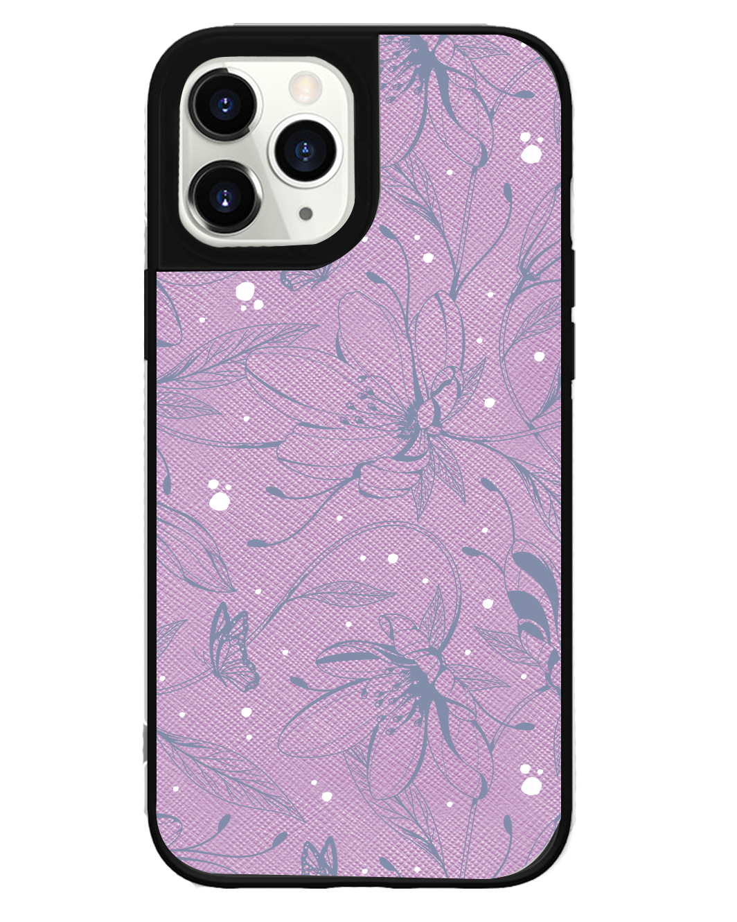 iPhone Leather Grip Case - Sketchy Flower & Butterfly 2.0