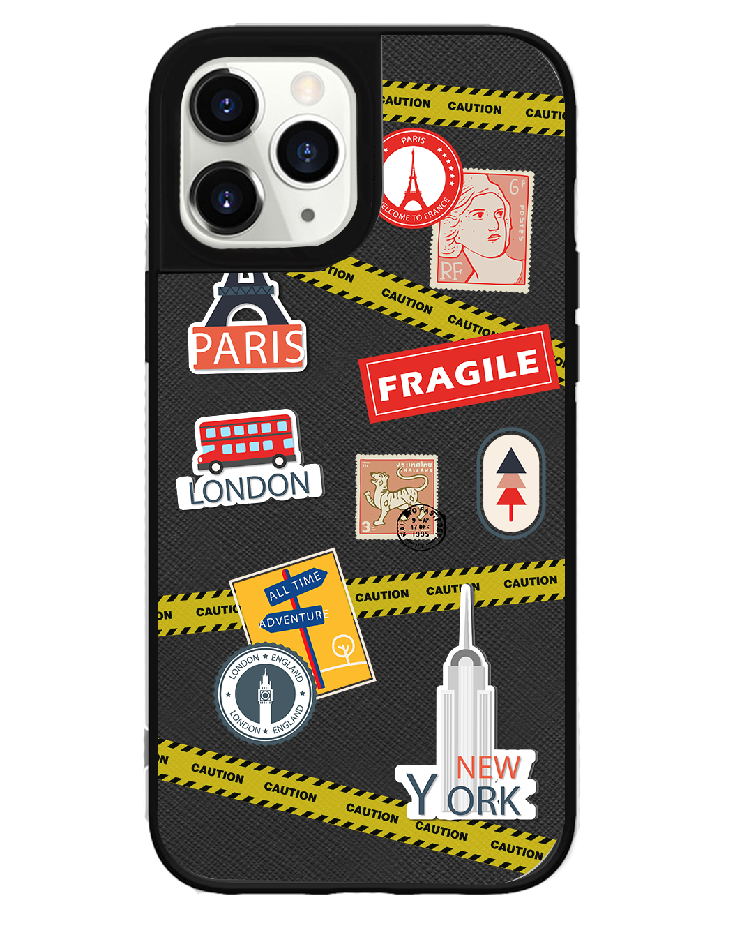 iPhone Leather Grip Case - Travel Sticker