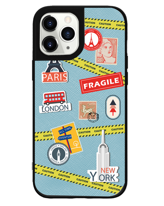 iPhone Leather Grip Case - Travel Sticker