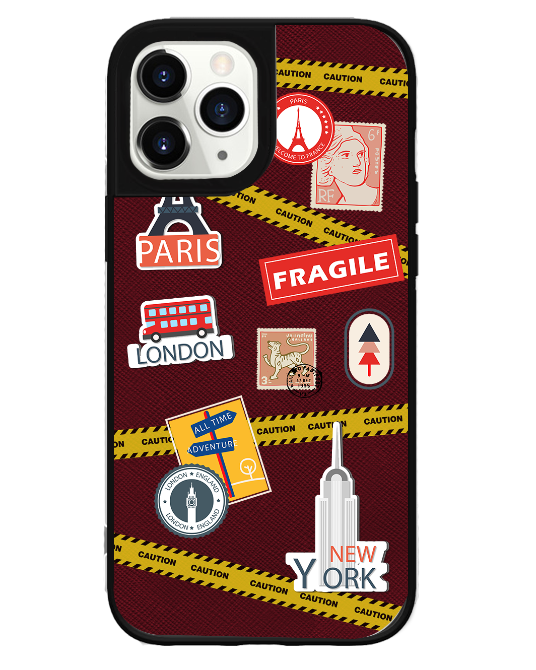 iPhone Leather Grip Case - Travel Sticker