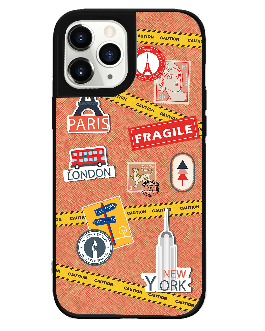 iPhone Leather Grip Case - Travel Sticker