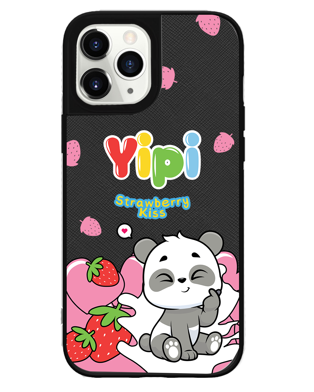 iPhone Leather Grip Case - Yipi Strawberry Kiss