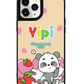 iPhone Leather Grip Case - Yipi Strawberry Kiss