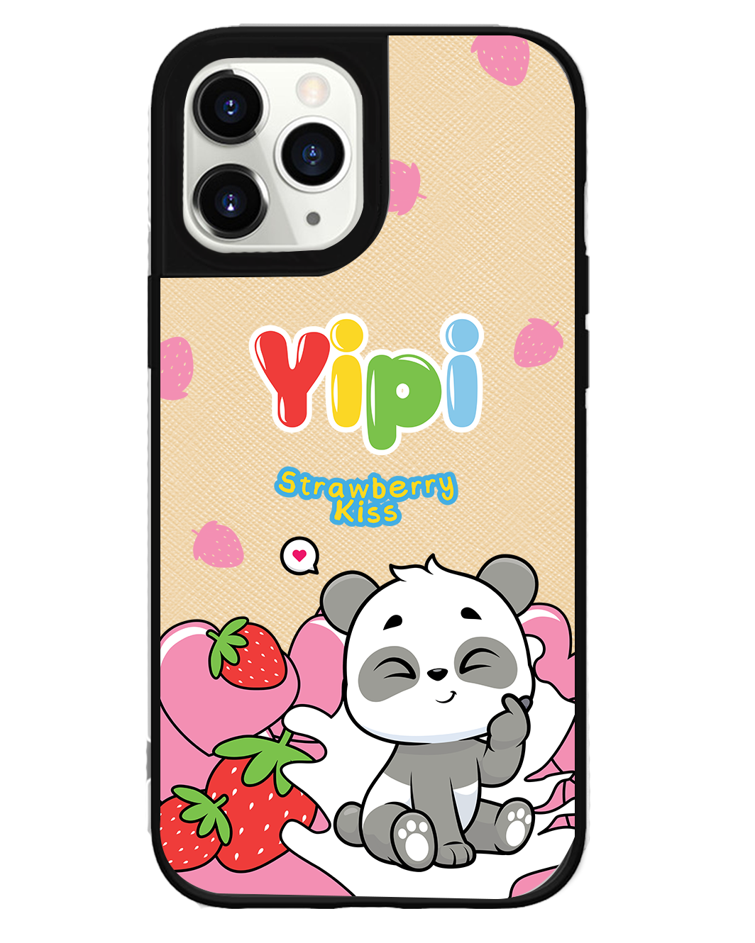 iPhone Leather Grip Case - Yipi Strawberry Kiss