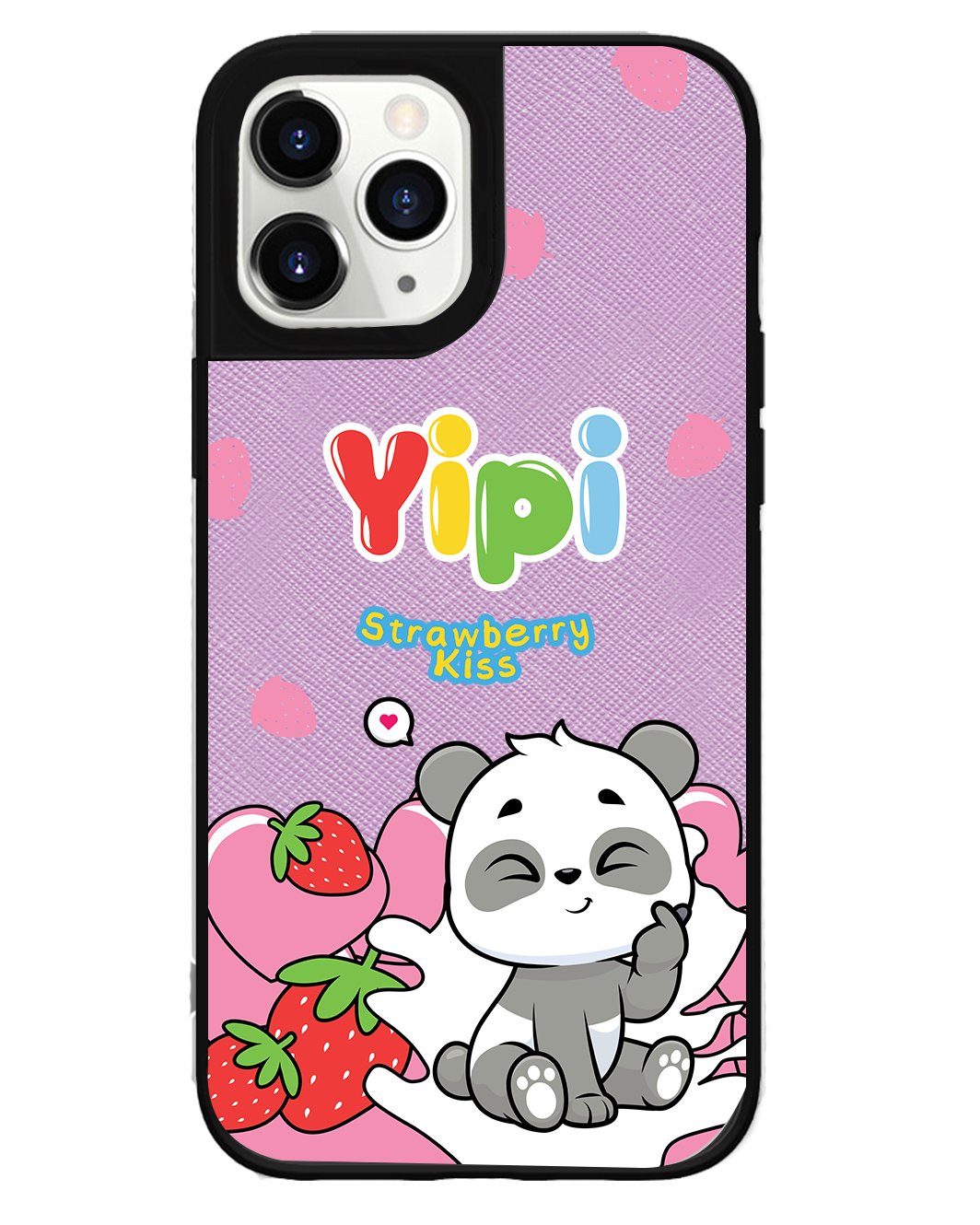 iPhone Leather Grip Case - Yipi Strawberry Kiss