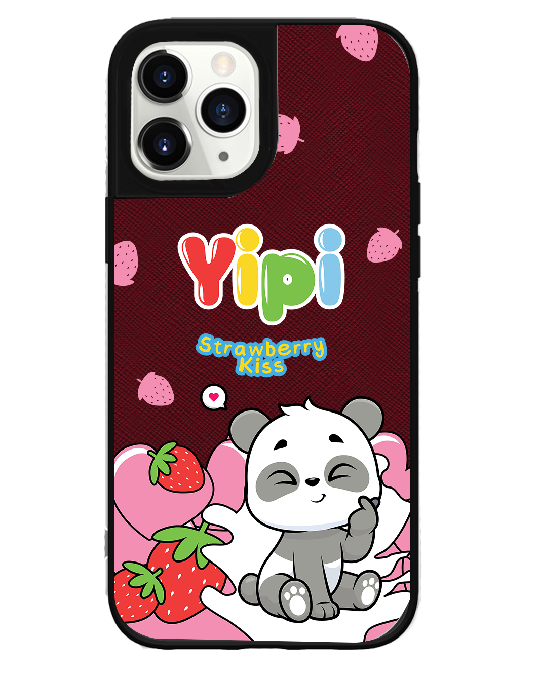 iPhone Leather Grip Case - Yipi Strawberry Kiss