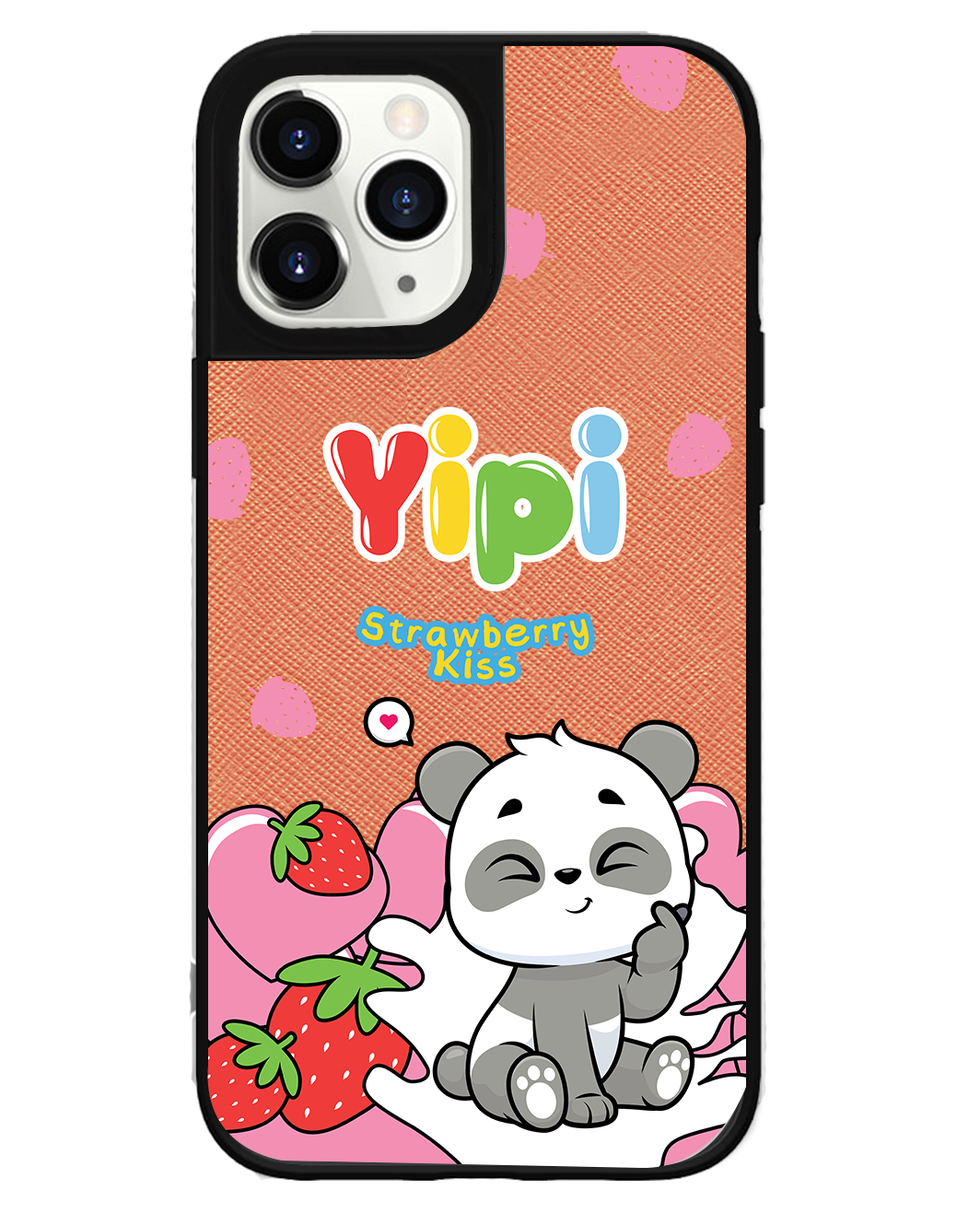 iPhone Leather Grip Case - Yipi Strawberry Kiss