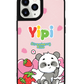 iPhone Leather Grip Case - Yipi Strawberry Kiss