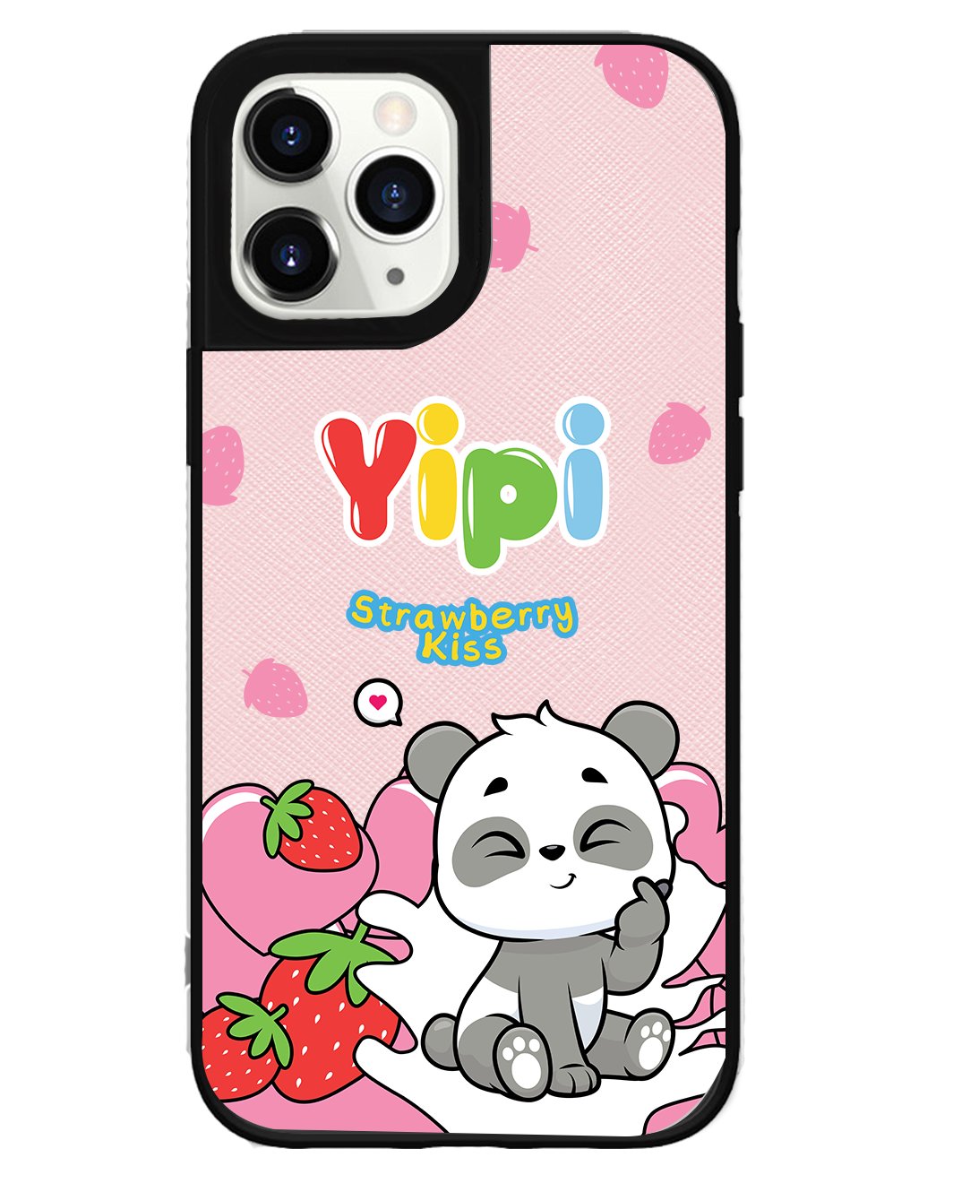 iPhone Leather Grip Case - Yipi Strawberry Kiss