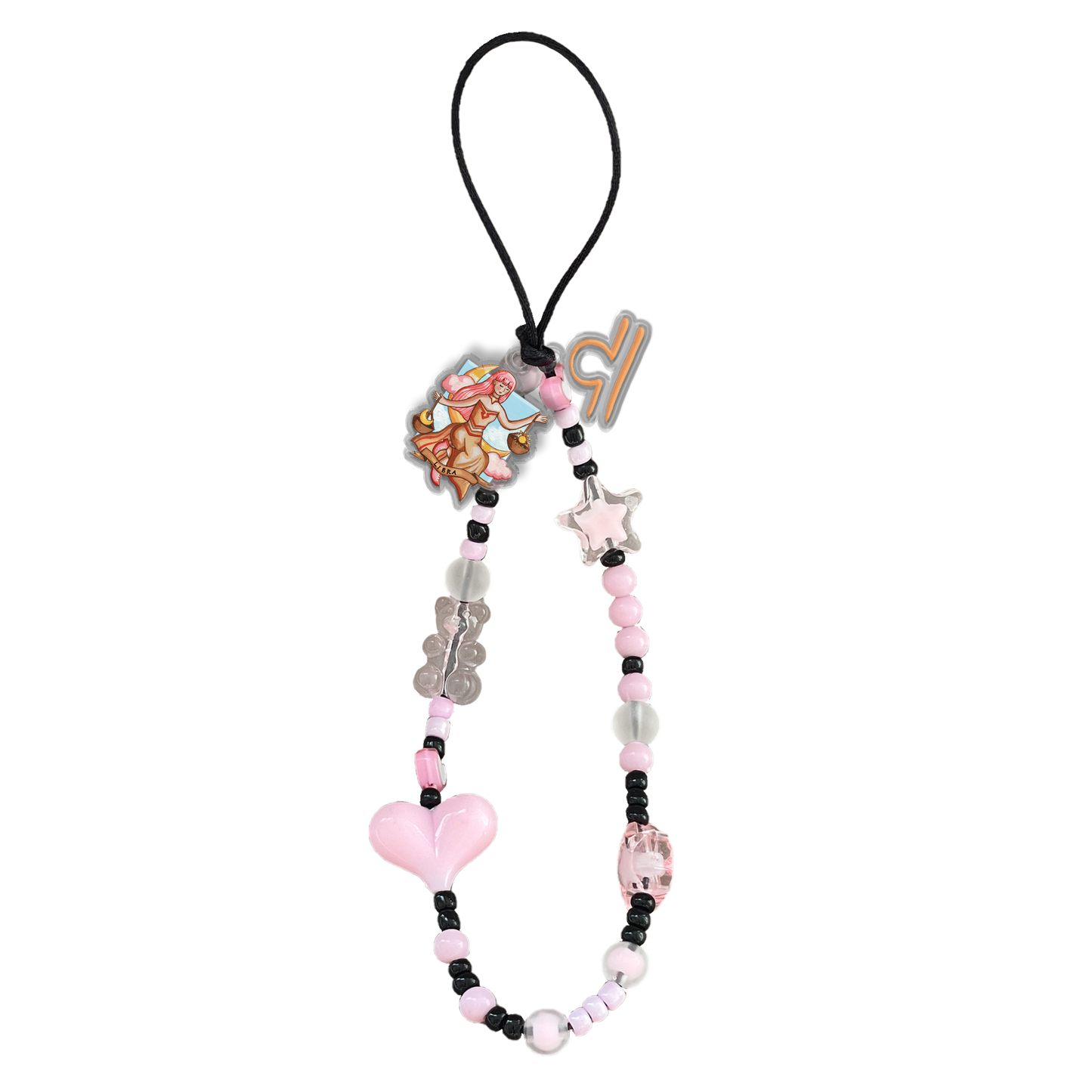 Beaded Strap with Acrylic Charm  - Libra