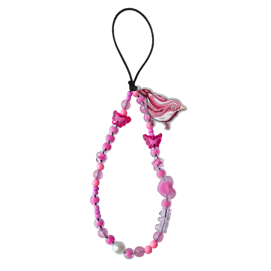 Beaded Strap with Acrylic Charm  - Lovebird 11.0