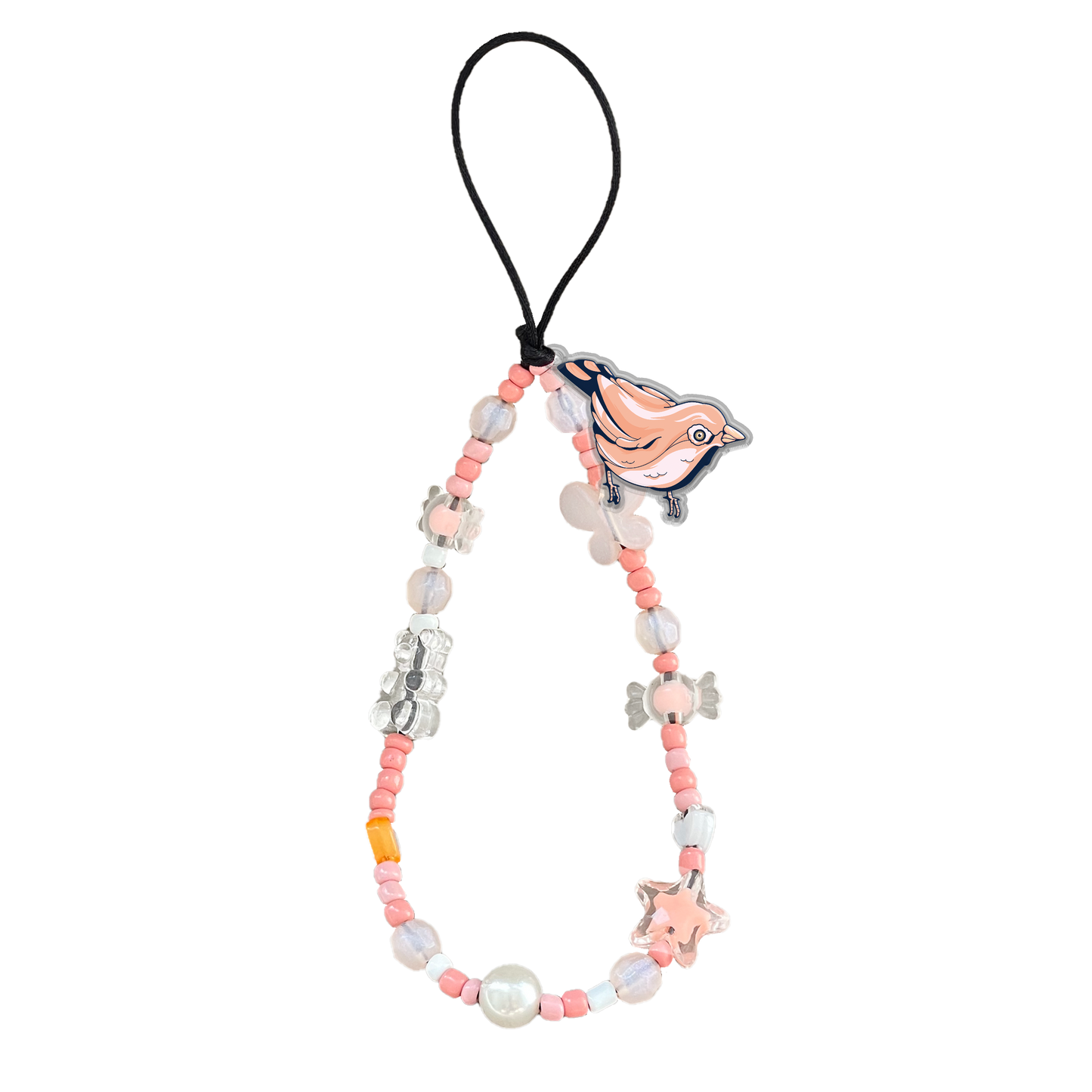 Beaded Strap with Acrylic Charm  - Lovebird 13.0