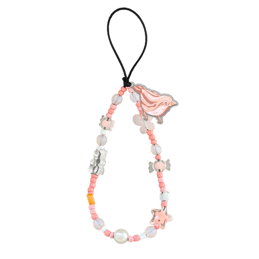 Beaded Strap with Acrylic Charm  - Lovebird 14.0