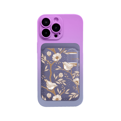 iPhone Magnetic Wallet Silicone Case - Lovebird Monochrome 3.0