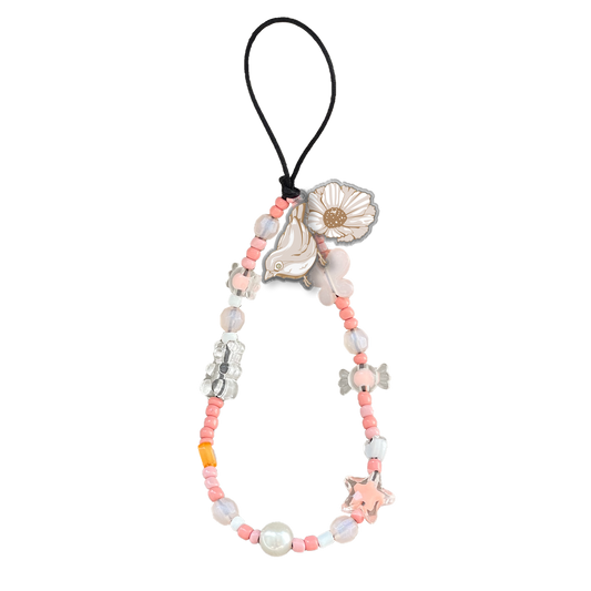 Beaded Strap with Acrylic Charm  - Lovebird Monochrome 3.0