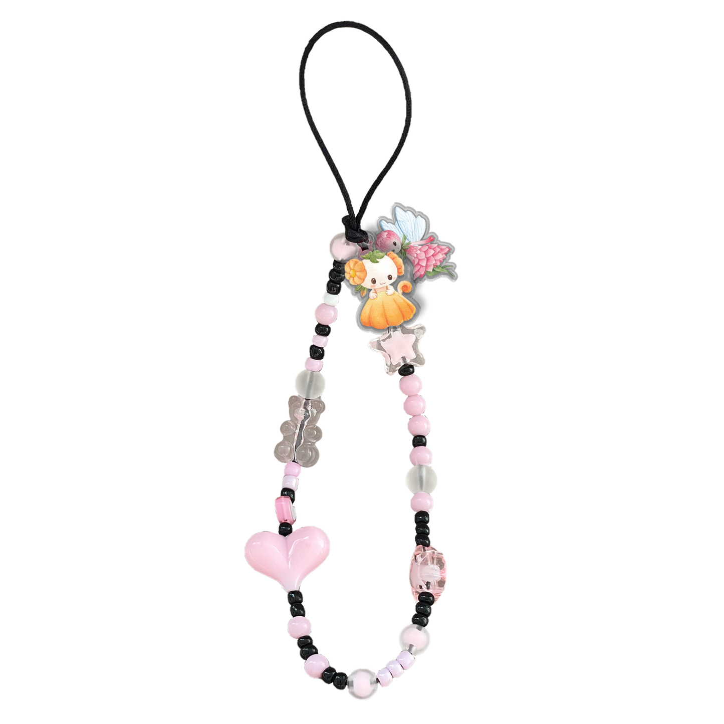 Beaded Strap with Acrylic Charm  - Magical Garden