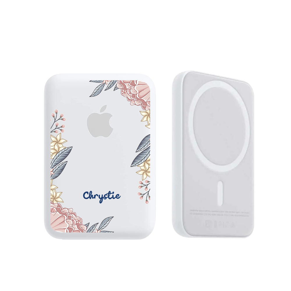 Magnetic Wireless Powerbank - Pink Florals