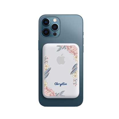 Magnetic Wireless Powerbank - Pink Florals
