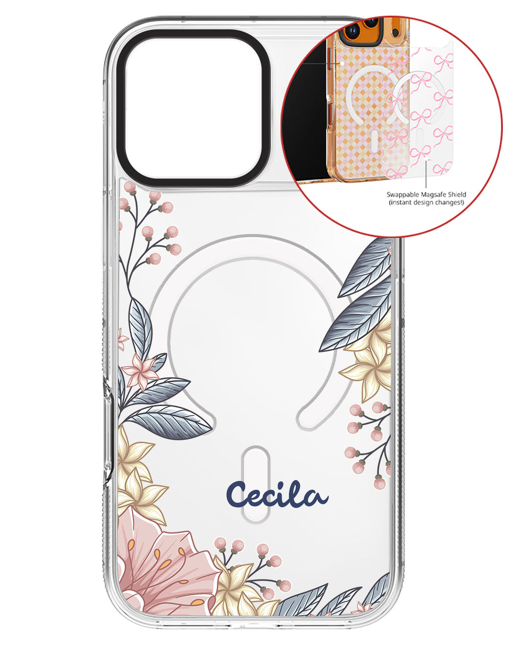 Magsafe Swappable Plate - Pink Floral