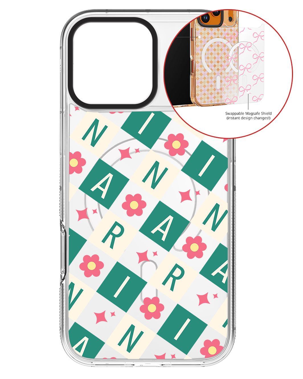 Magsafe Swappable Plate - CUSTOM MONOGRAM 3.0 Flower Grid 4.0