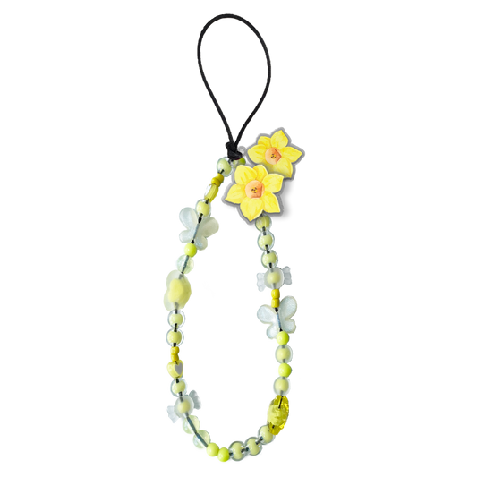 Beaded Strap with Acrylic Charm  - March Daffodils
