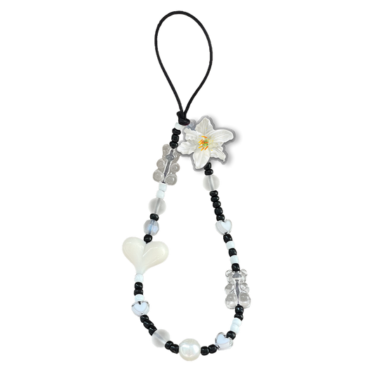 Beaded Strap with Acrylic Charm  - May Lily of the Valley