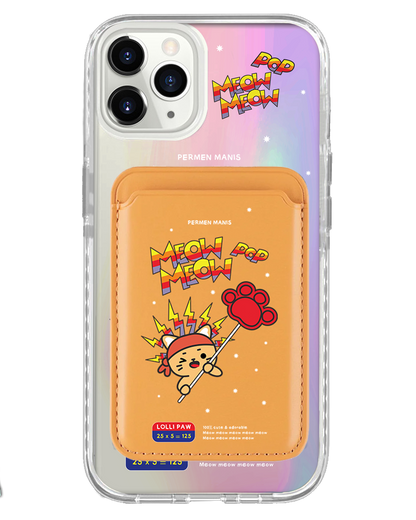iPhone Magnetic Wallet Holo Case - Meow Pop 1.0