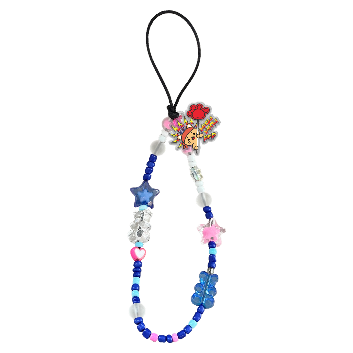 Beaded Strap with Acrylic Charm  - Meow Pop