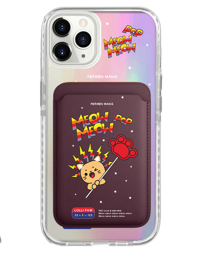 iPhone Magnetic Wallet Holo Case - Meow Pop 2.0