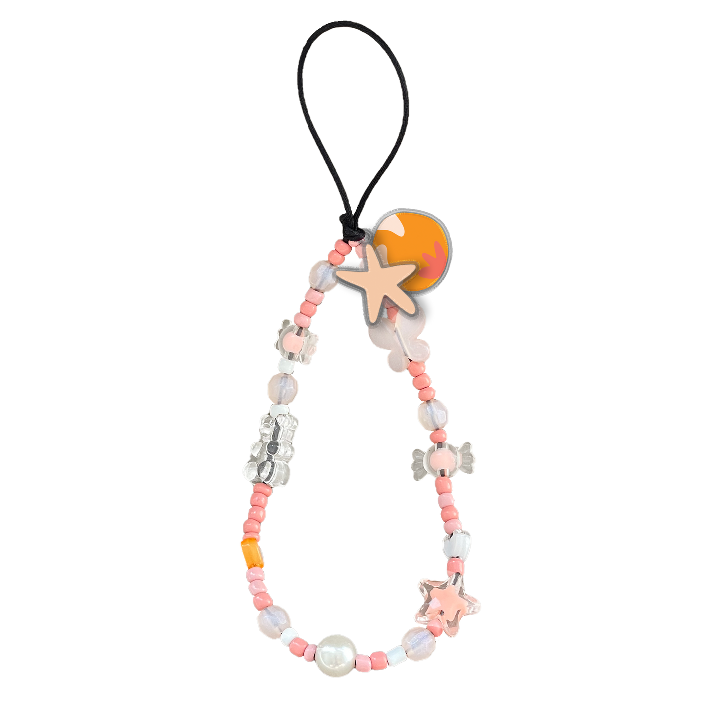 Beaded Strap with Acrylic Charm  - Minimalist