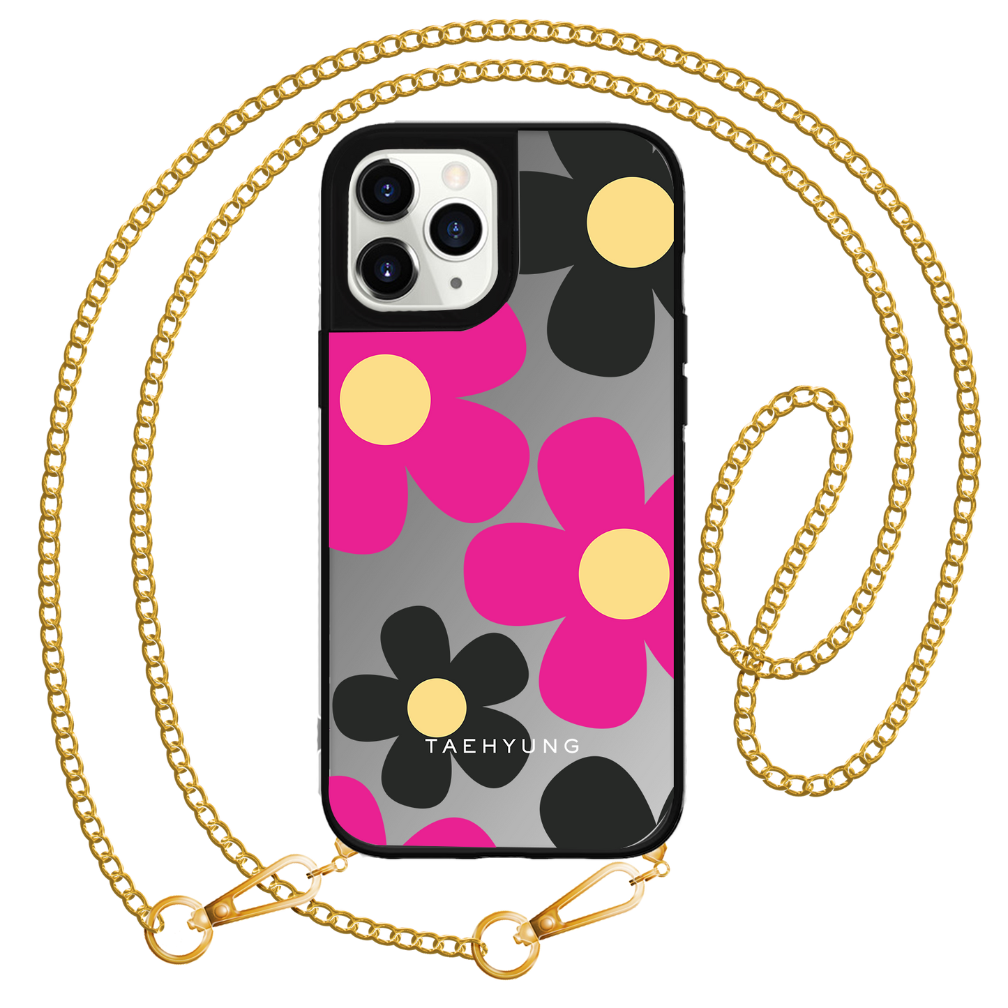 iPhone Mirror Grip Case - Daisy Hot Pink