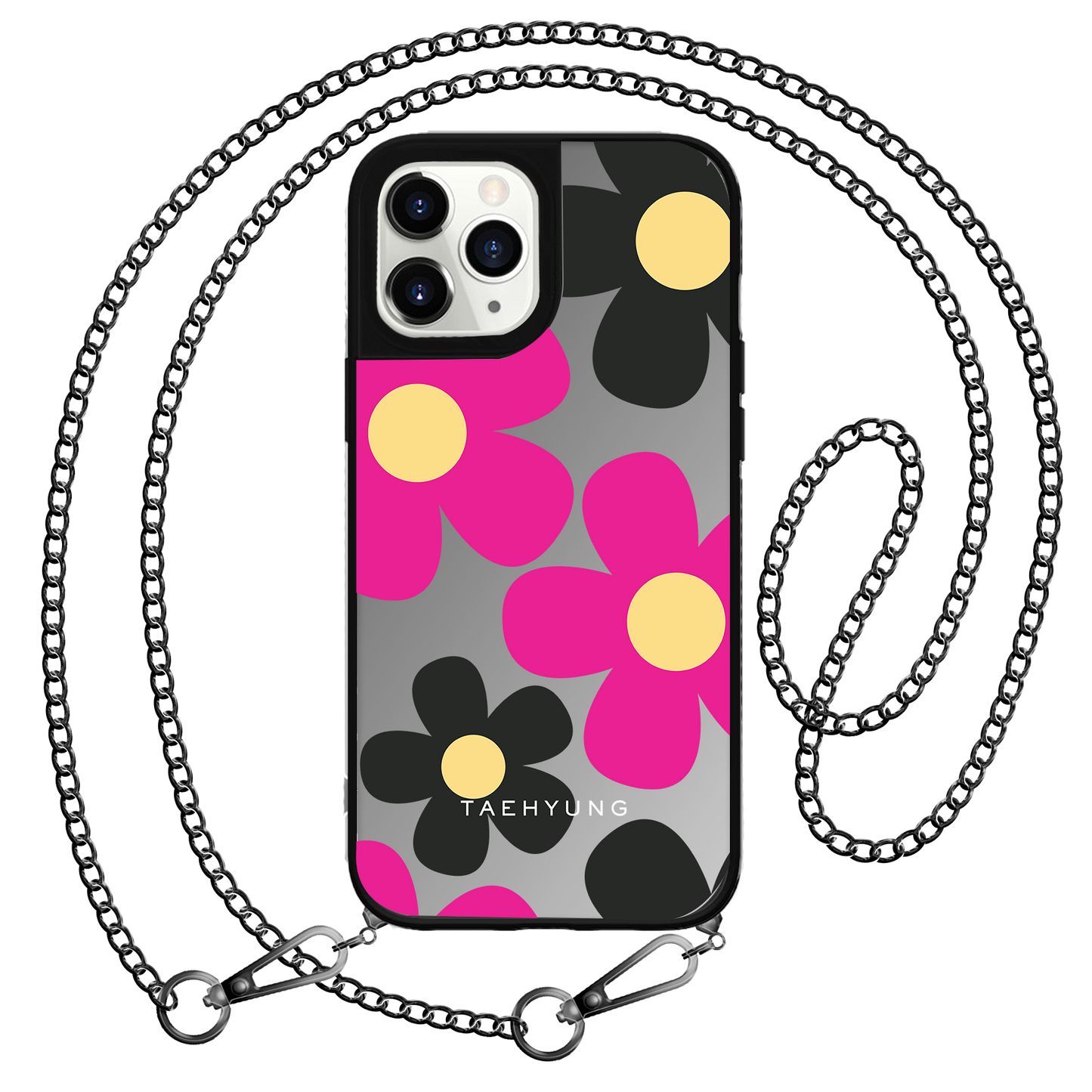 iPhone Mirror Grip Case - Daisy Hot Pink