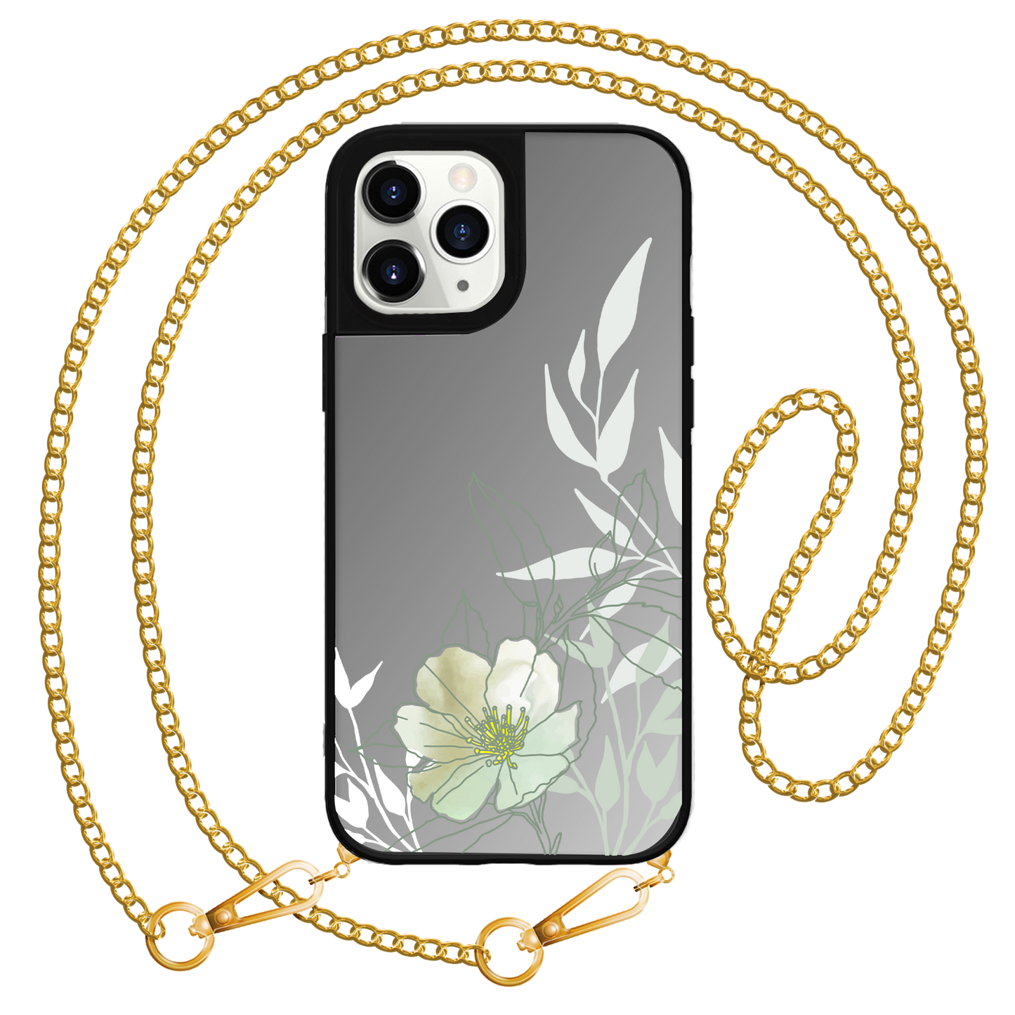 iPhone Mirror Grip Case - Greenmint Lily