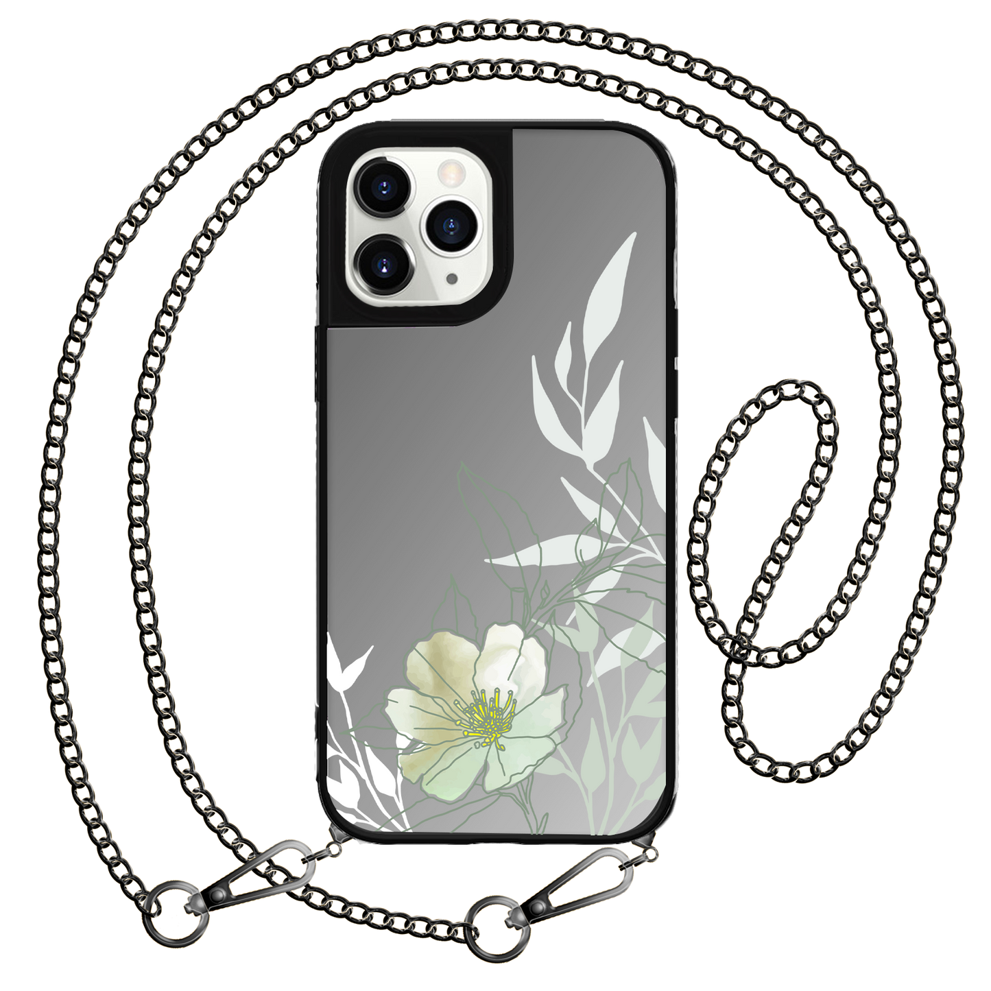 iPhone Mirror Grip Case - Greenmint Lily