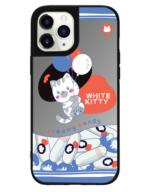 iPhone Mirror Grip Case - White Kitty