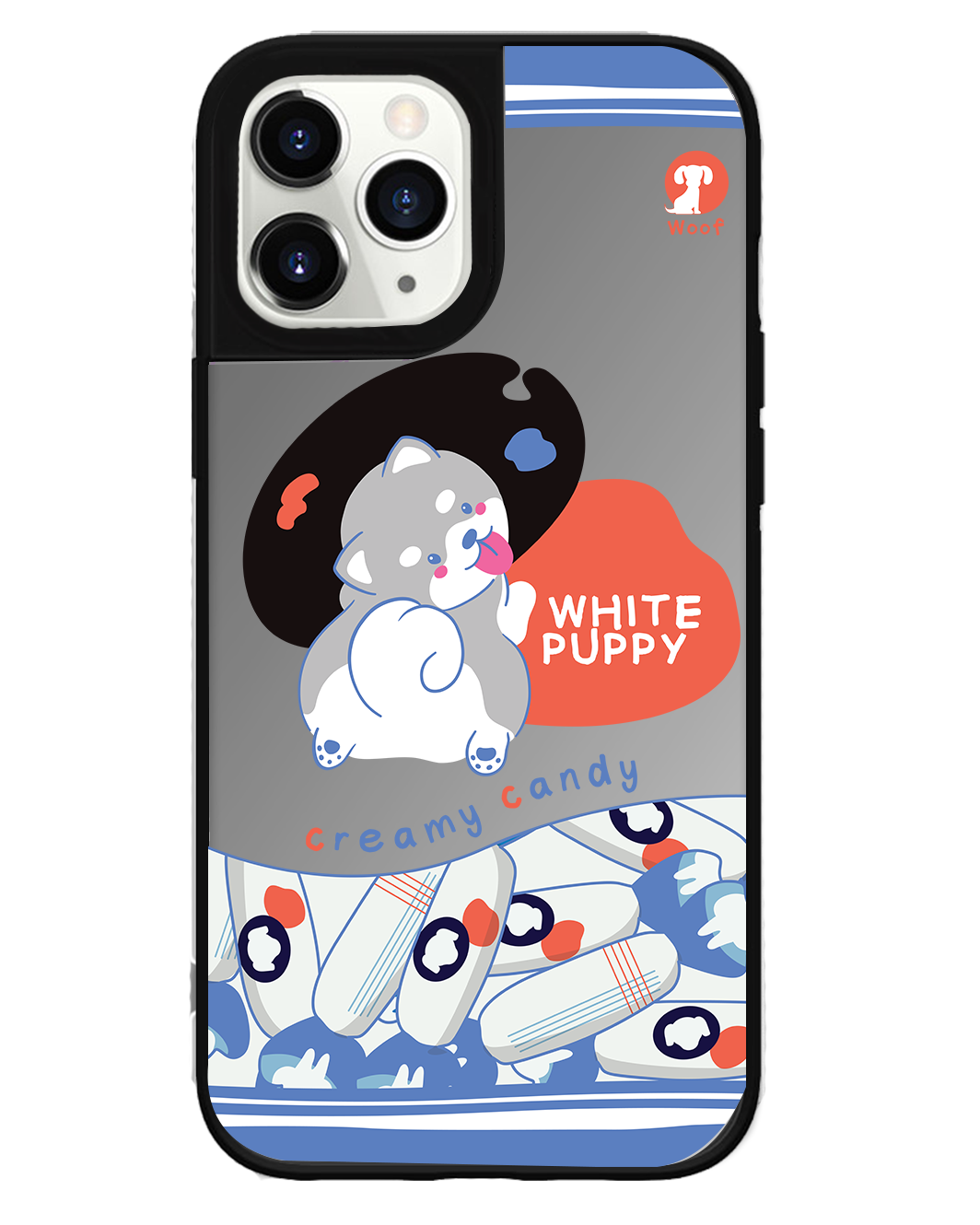 iPhone Mirror Grip Case - White Puppy