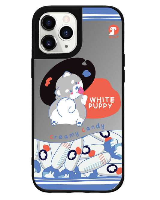 iPhone Mirror Grip Case - White Puppy