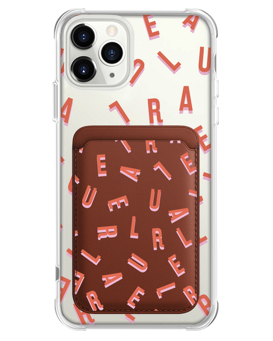iPhone Magnetic Wallet Case - Custom Monogram 1.0 Coral