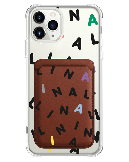 iPhone Magnetic Wallet Case - CUSTOM MONOGRAM 2.0 Black