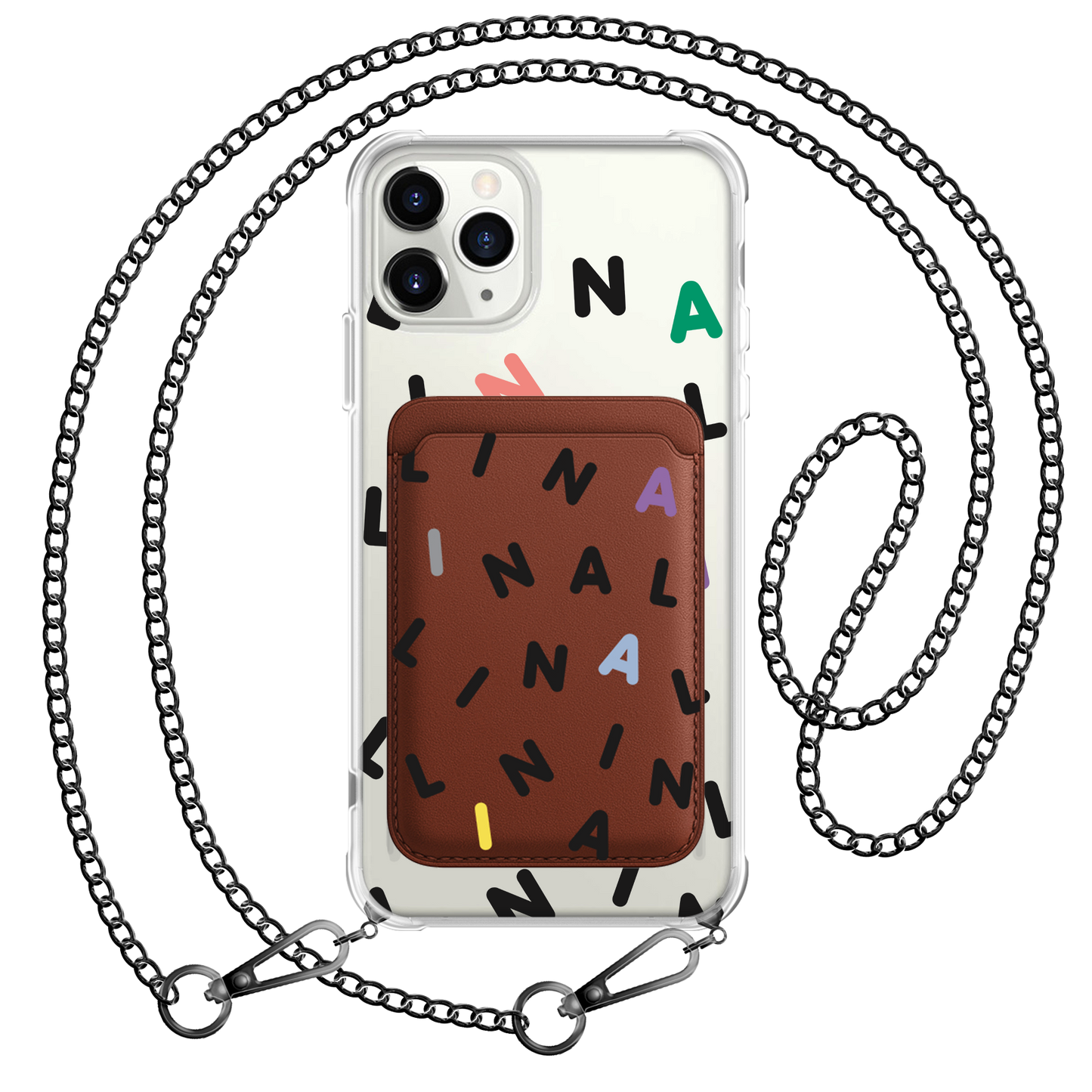 iPhone Magnetic Wallet Case - Custom Monogram 2.0 Black