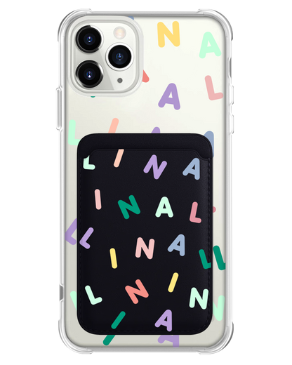 iPhone Magnetic Wallet Case - Custom Monogram 2.0 Rainbow