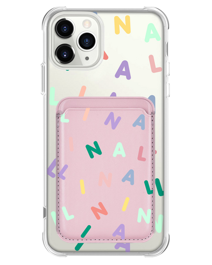 iPhone Magnetic Wallet Case - Custom Monogram 2.0 Rainbow