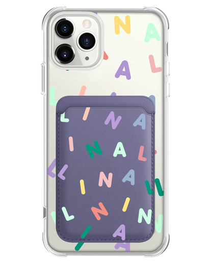iPhone Magnetic Wallet Case - Custom Monogram 2.0 Rainbow