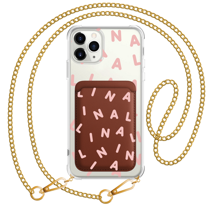 iPhone Magnetic Wallet Case - CUSTOM MONOGRAM 2.0 Rosewater