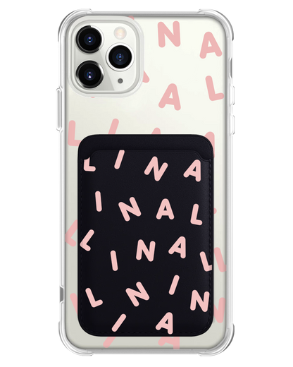 iPhone Magnetic Wallet Case - CUSTOM MONOGRAM 2.0 Rosewater