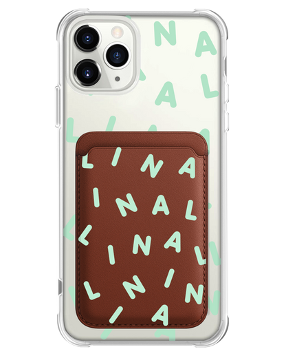 iPhone Magnetic Wallet Case - CUSTOM MONOGRAM 2.0 Tosca